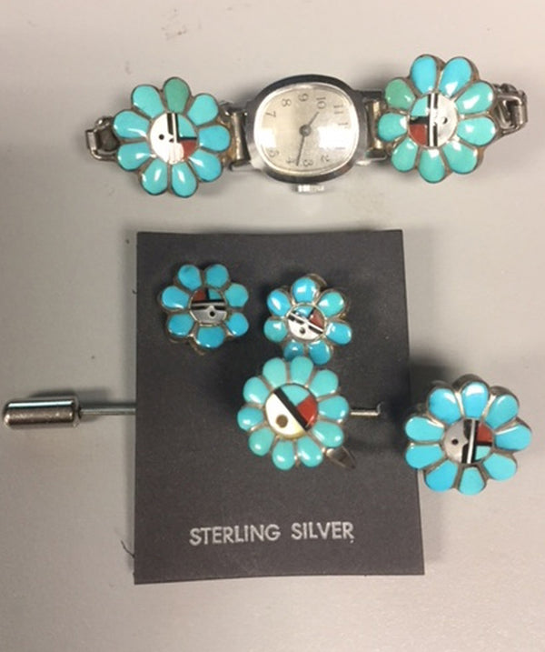 Vintage Zuni Jewelry Sunface set