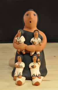 Jemez Pueblo Indian Storyteller with Four Children signed R.D.