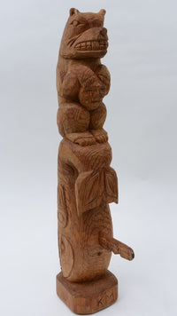 Totem Pole  Coast Salish Wood Carving by Kelly Moses, Noted Tualip Carver