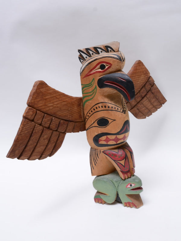 Coast Salish Wood Thunderbird / Bear / Frog Totem