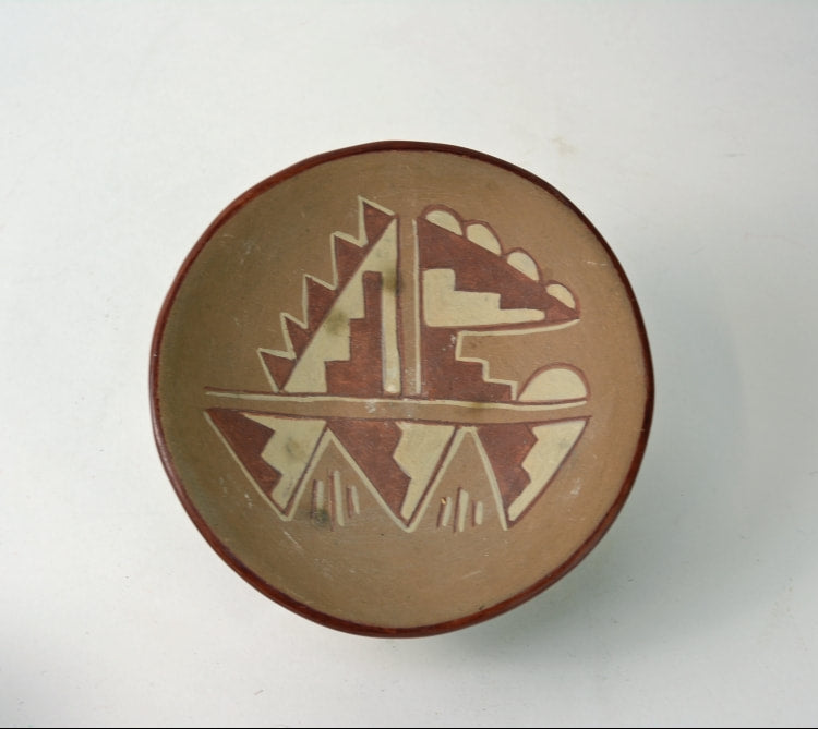 San Juan Pueblo Red Polychrome Pottery Dish