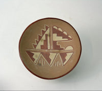 San Juan Pueblo Red Polychrome Pottery Dish