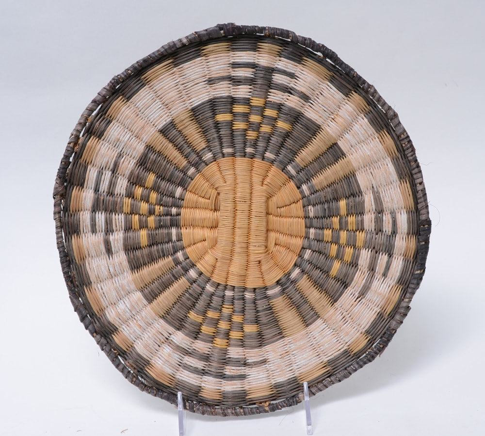 Antique Hopi Wicker Basketry Tray  - Cloud Motif