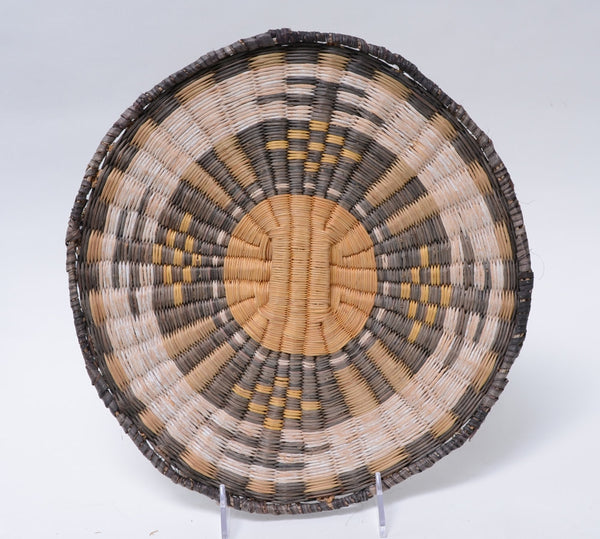 Antique Hopi Wicker Basketry Tray  - Cloud Motif