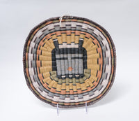 Antique Hopi Wicker Basketry Tray  - Koshare Clown Kachina