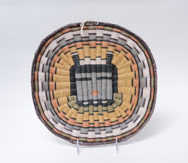 Antique Hopi Wicker Basketry Tray  - Koshare Clown Kachina