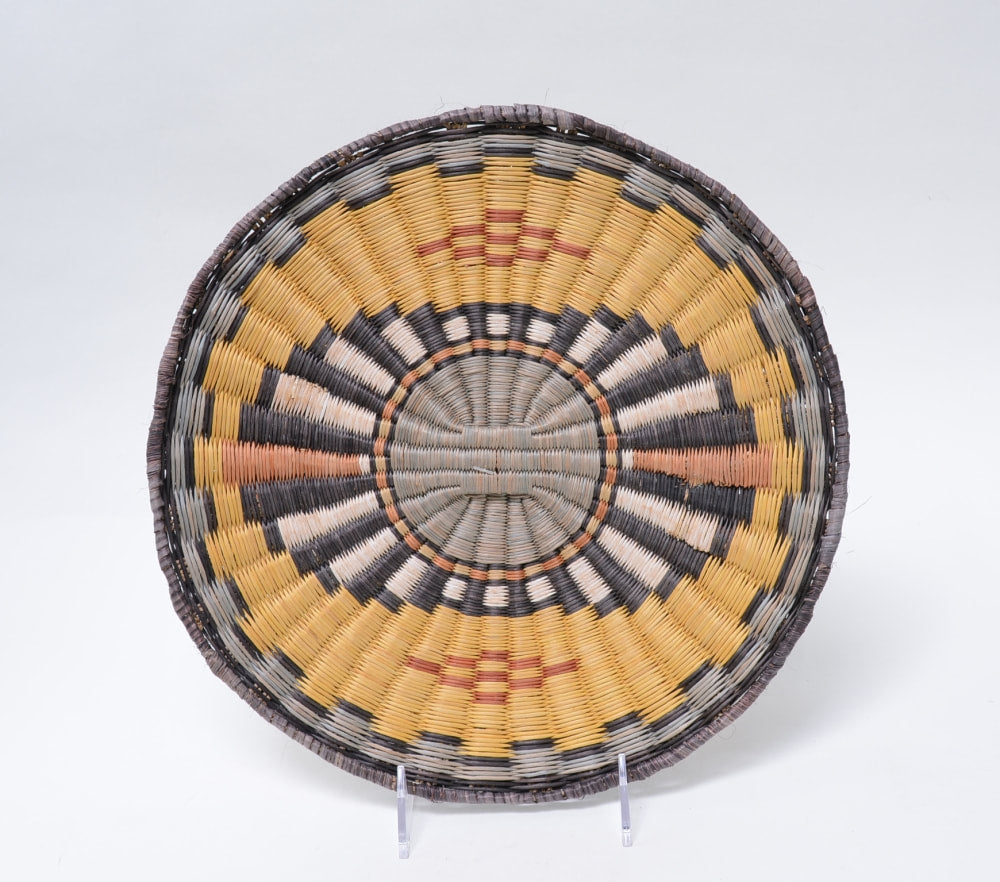 Antique Hopi Wicker Basketry Tray  - SUN - by Elfreda Nasevoema