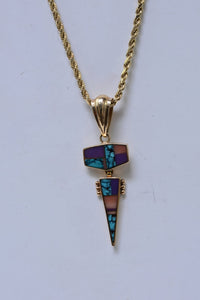 Navajo 14K Gold Pendant and 14K Heavy Rope Necklace by Ray Tracey