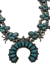 Fine Zuni Squash Blossom Turquoise Necklace by Dan Simplicio