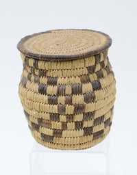 Papago lidded basketry jar