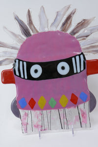 Hopi Kachina Glass Hototo Mask Plate Sculpture By Tony Hendrick