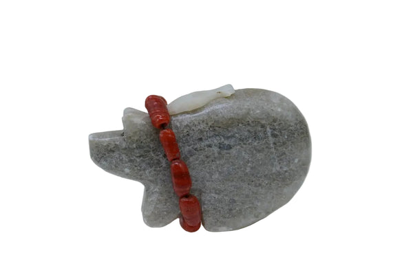 Zuni Fetish Bear with Red Bead Necklace