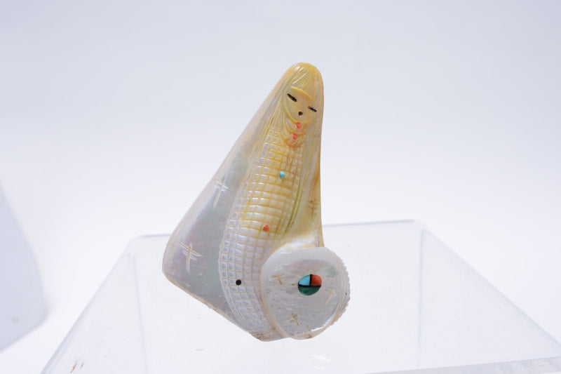 Zuni Fetish: Corn Maiden by Sandra Quandalacy; shell