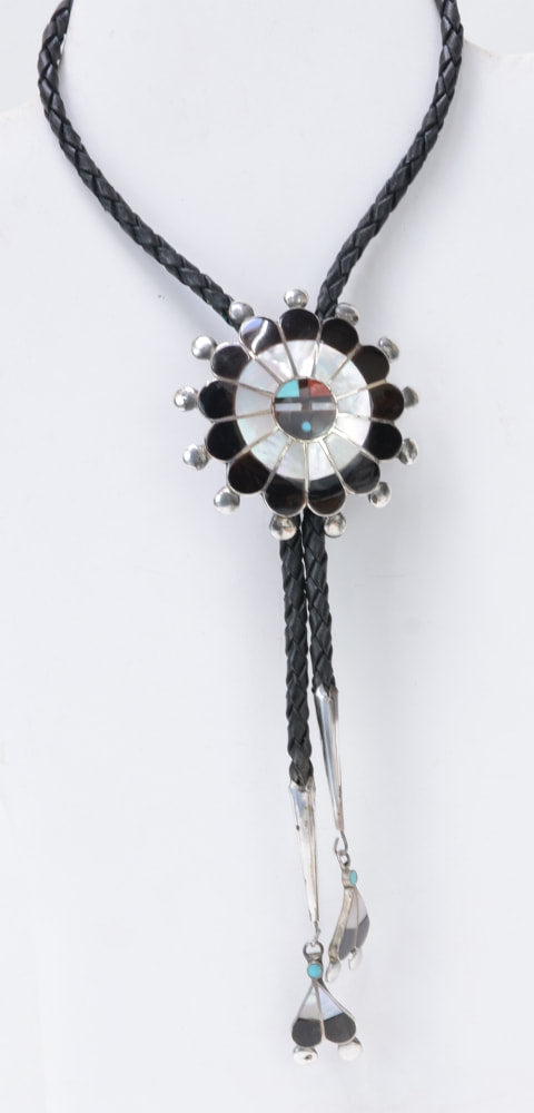 Fine Zuni Sunface Inlay Bolo