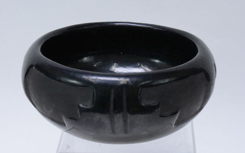 Santa Clara Pueblo Blackware Pottery Bowl By Lorencita Naranjo Tafoya