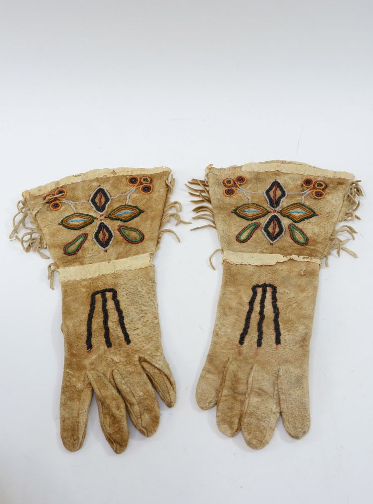 Early Tlingit Gauntlet Gloves Pair