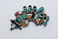 Zuni Rainbow Pin with Inlaid Stones 2.75"