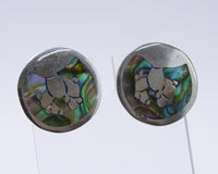 Taxco Screw Back Earrings with Abalone inlay