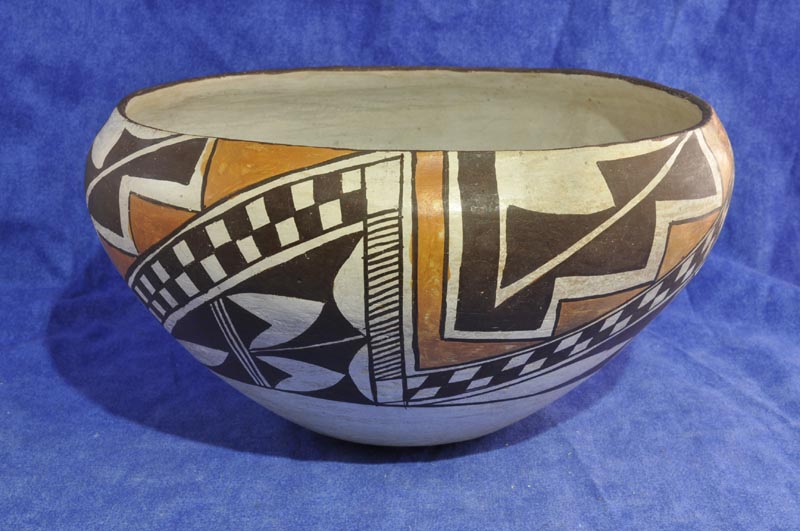 Acoma Pueblo Indian Historic Polychrome Pottery - Storage Bowl