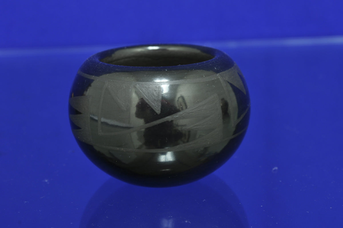 Small Black San Ildefonso Pottery Jar by Pauline Martinez (1950-)