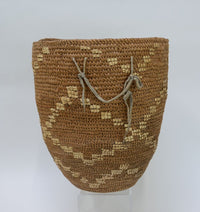 Large Salish Burden Basket with leather thong