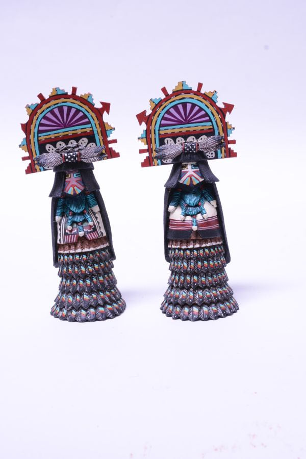 Hopi Pueblo SHALAKO TAKA (MALE) and SHALAKO MANA (FEMALE) Kachina Dolls By Gerry Quotskuyva