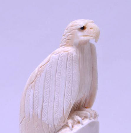 Eskimo Very Fine Walrus Ivory Eagle By Sam Dimmick