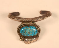 Estate Jewelry Navajo Bracelet Sterling Silver and Turquoise Cuff Bracelet