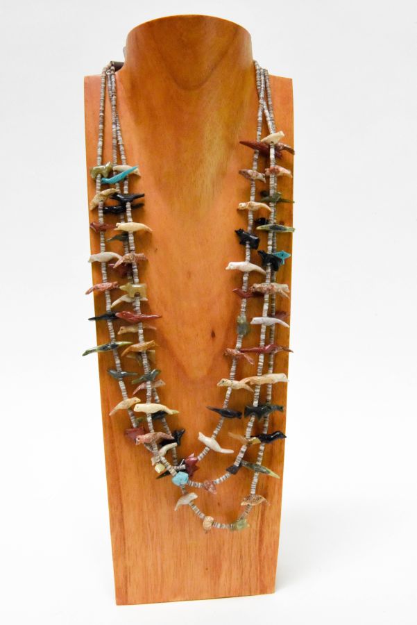 Zuni Three strand Fetish Necklace by Anderson Emerson Quam Sr. and family