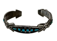Zuni Petite Point and Tear Drop Turquoise and Sterling Silver Bracelet