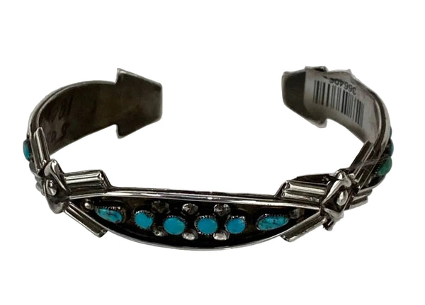 Zuni Petite Point and Tear Drop Turquoise and Sterling Silver Bracelet