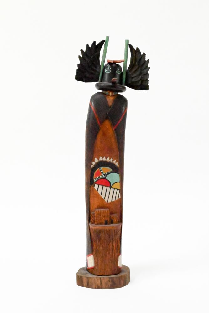 Large Hopi Pueblo Crow Man Father (Angwus) Kachina Doll By Raynard Lalo