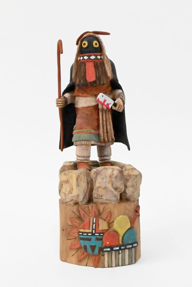 Hopi Pueblo Black Ogre-Woman "Soyoko" Katchina Doll By R. Seckletstewa