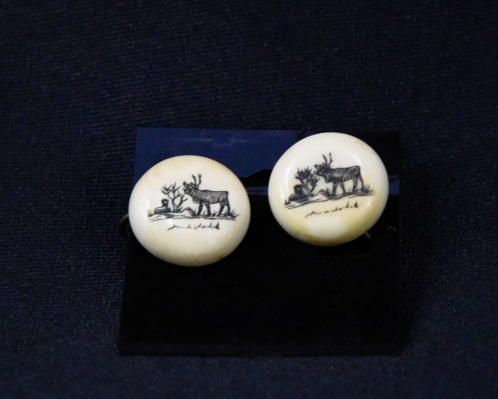 Eskimo Walrus Ivory Screw Back Earrings