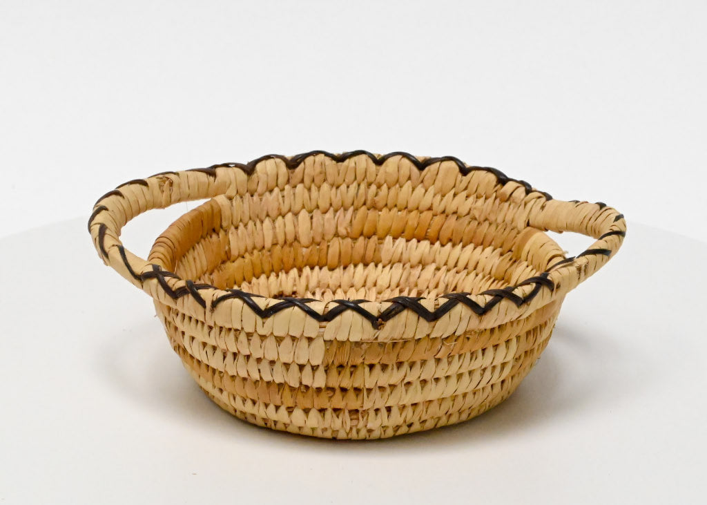 Papago Coiled basket with handles on side