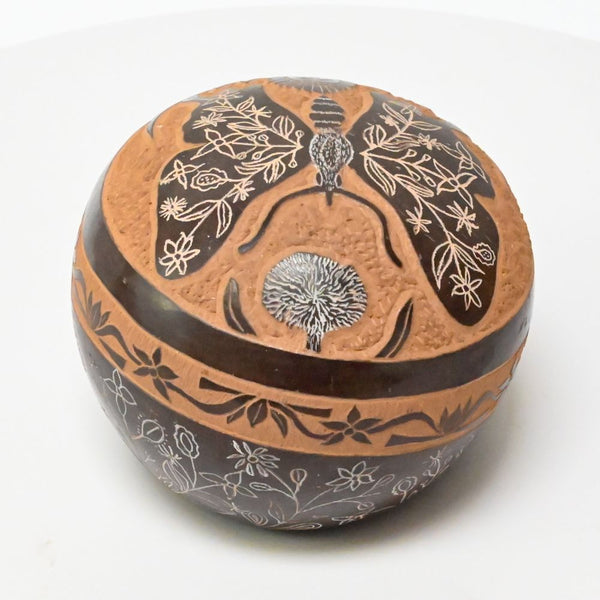 San Juan Pueblo Butterfly Seed Pottery Bowl By Roy Tsigowanu Tanner
