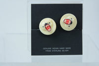Eskimo Walrus Ivory Bear Screw Back Earrings