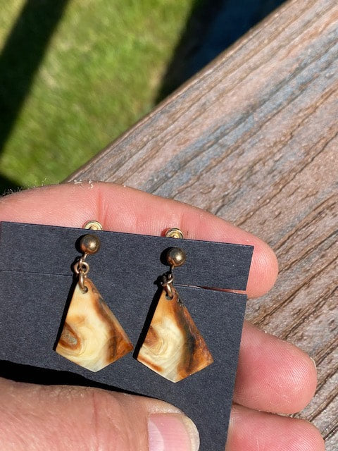 Eskimo Walrus Ivory Screw Back Earrings