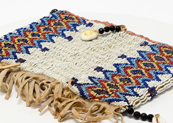Sioux Fully Beaded Hide Bag with Fringe