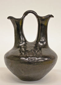 Early Santa Clara Pueblo Indian Blackware Wedding Vase Pottery