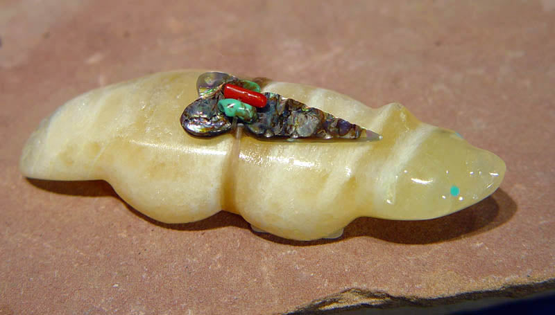 Zuni Badger Fetish in Yellow Calcite by Leland Boone