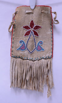 Plains Indian Beaded Leather Purse Bag