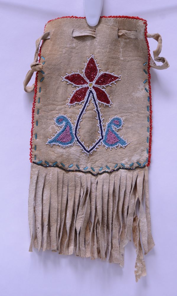 Plains Indian Beaded Leather Purse Bag