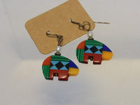 Navajo French Hook Multi Stone Inlay Bear Earrings
