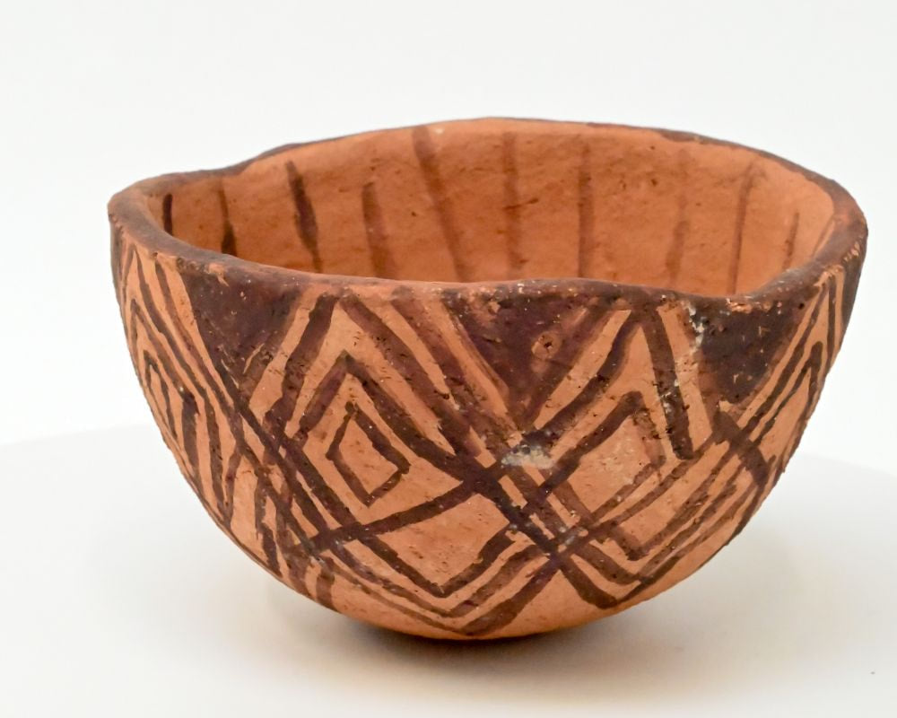 Mohave Pottery red bowl,  signed "Norge" by Betty Barrackman