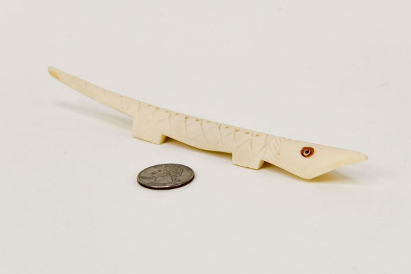 Eskimo Bone Lizard Figure with Peg Holes