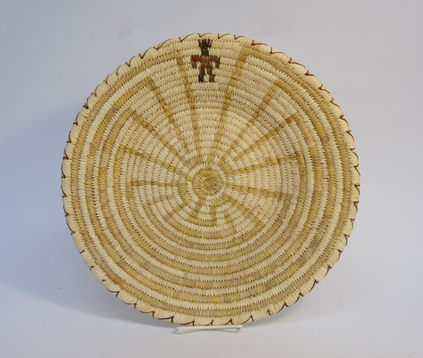 Large Vintage Papago, Tohono O'Odham Basket Tray Man in Maze by Dorothy Miranda