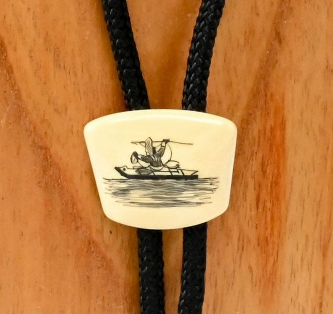 Eskimo Walrus Ivory Scrimshaw Bolo