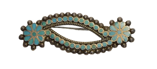 Zuni Channel Inlay Floral Pin
