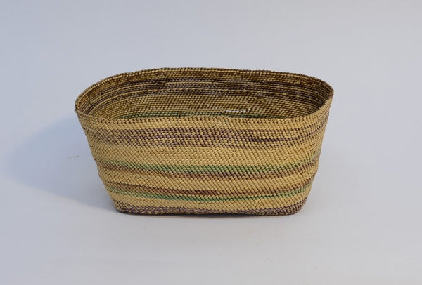 Makah Twined Basket with plaited cedar base